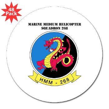 MMHS268 - M01 - 01 - Marine Medium Helicopter Squadron 268 with Text - 3" Lapel Sticker (48 pk)